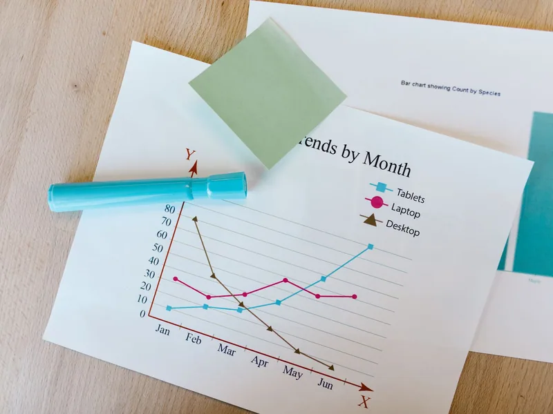 Mesa de trabajo con notas para comparar productos